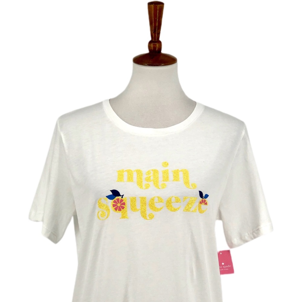Kate Spade White Main Squeeze Short Sleeve Tee - Picture 3 of 8
